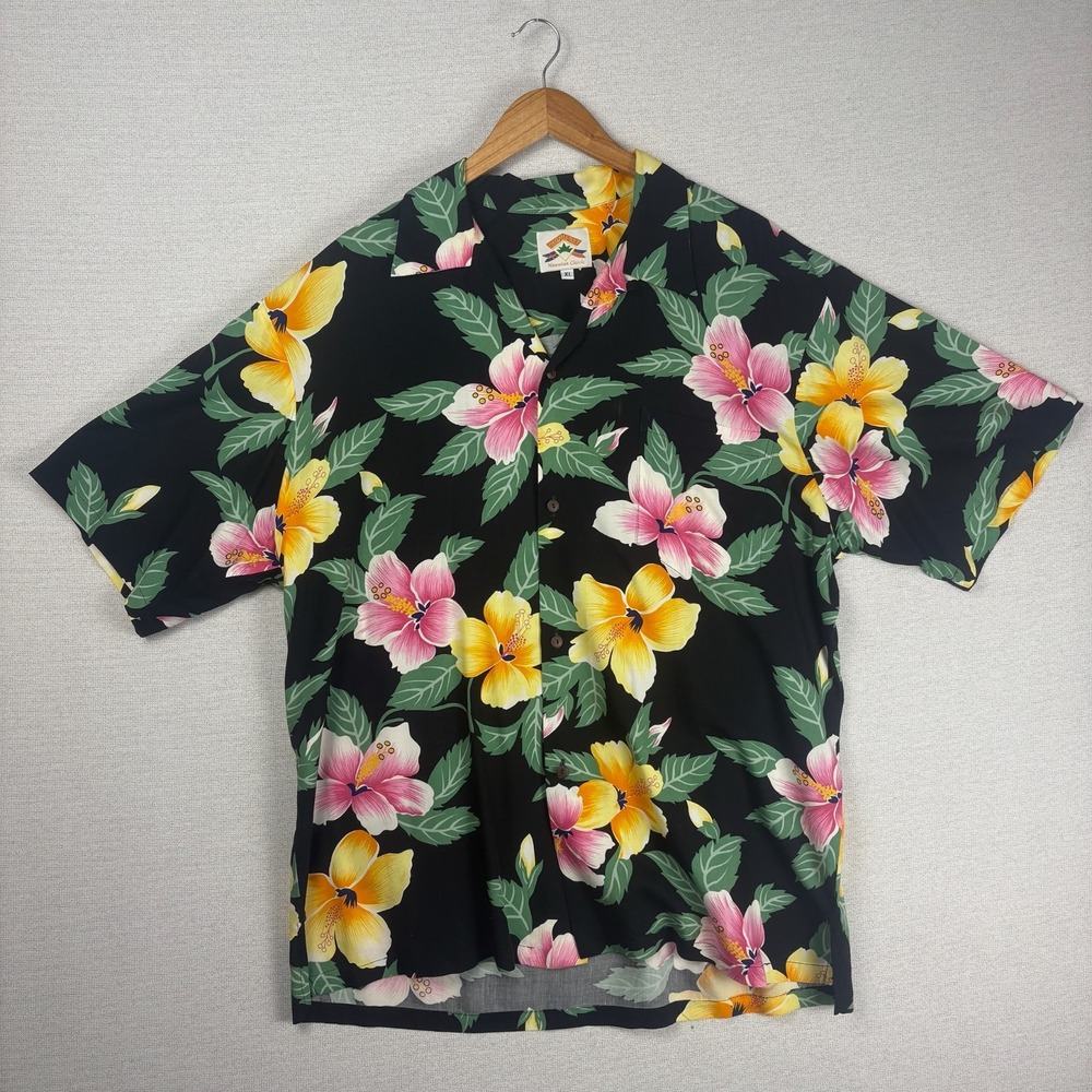 Pineapple Juice Button Up Shirt Mens XL Short Sleeve Hawaiian Resortwear Cabana